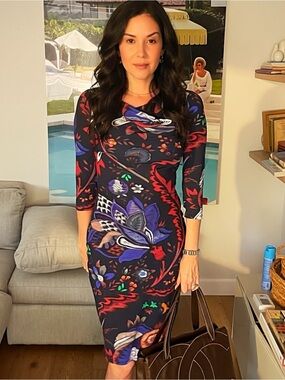 Roberto Cavalli Vintage Floral Bodycon Midi Dress IT 40